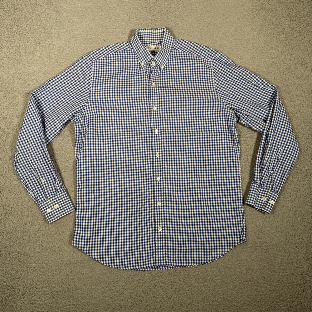 Twillory Shirt Mens 16.5 34/35 Blue Gingham Plaid Button Up Dress Preppy Cotton